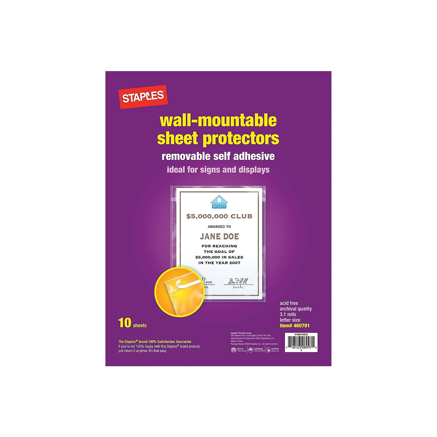 Pack of 20 McMaster-Carr Clear Self-Adhesive Card Document Protectors 