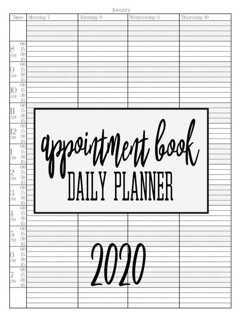 2020 Appointment Book Daily Planner With Hourly Schedule (15 Minutes
