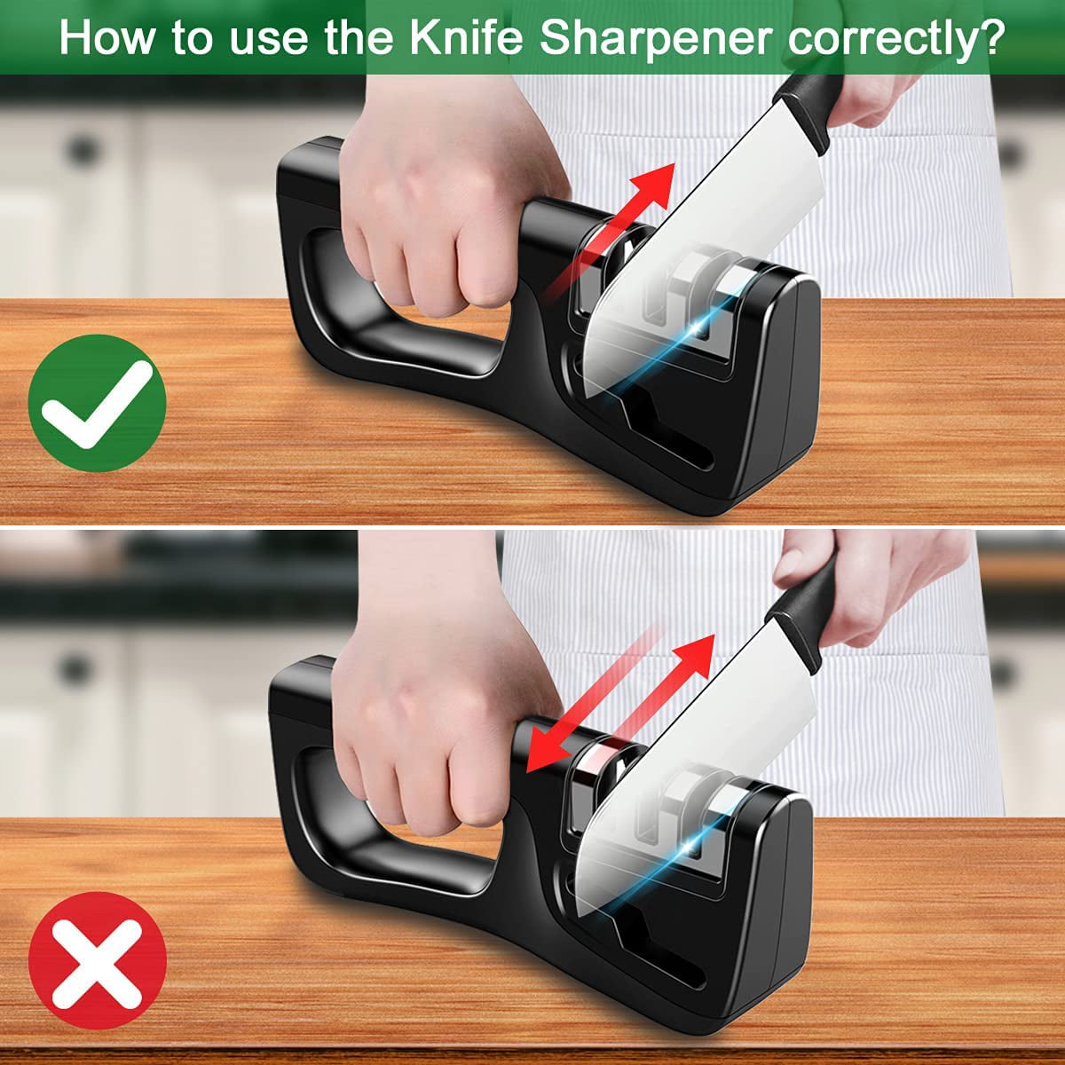 Hottest 4-in-1 Kitchen Knife Accessories: 3-Stage Knife Sharpener Helps  Repair, Restore, Polish Blades and Cut-Resistant Glove 
