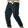 thumbnail image 2 of Jinda Men's Cargo Pants Drawstring Ankle Elastic Waist Casual Fashion Work Utility Pockets Closed Bottom Relaxed Loose Fit Baggy Joggers Pants 75Black 4X-Large, 2 of 4