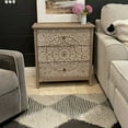 thumbnail image 3 of SUMMIT LIVING 3-Drawer Dresser Accent Cabinet Chest Washed Wood Finish with Carved Pattern, Brown & White, 3 of 11