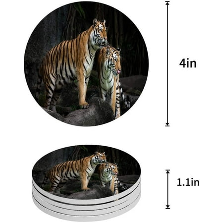 

ZHANZZK Tigers Set of 8 Round Coaster for Drinks Absorbent Ceramic Stone Coasters Cup Mat with Cork Base for Home Kitchen Room Coffee Table Bar Decor