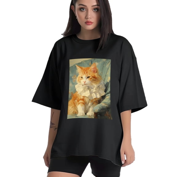 Plus Size Shirt for Women Black Tops for Women Short Sleeves Shirt for Women Cat T Shirt Crewneck Shirt for Women XS