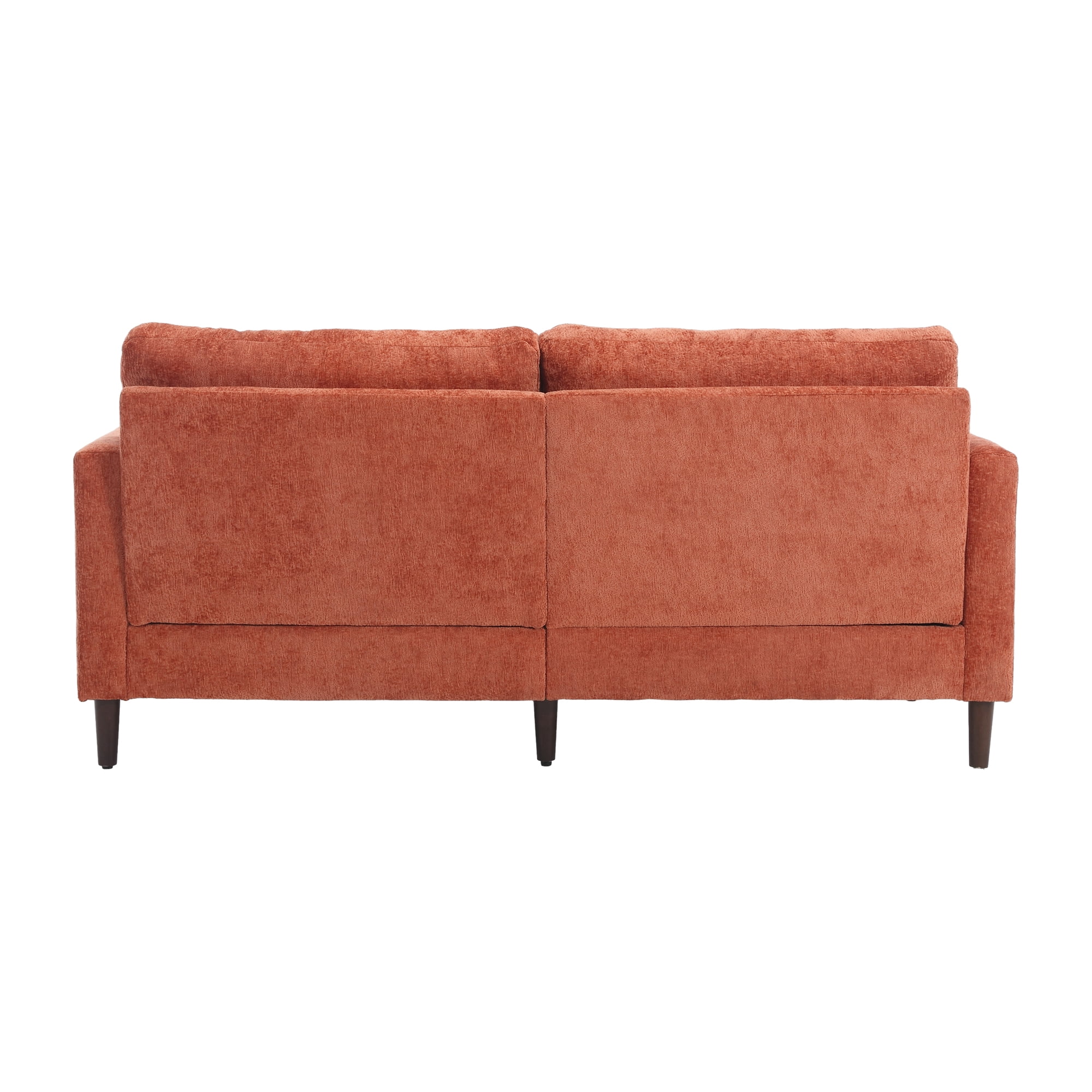 MAYEERTY Mid Century Modern chenille Fabric Loveseat sofa, 2-Seat Upholstered Loveseat Sofa Modern Couch for Living Room,Brown wood feet sofa for Bedroom, Reading (Orange Chenille)