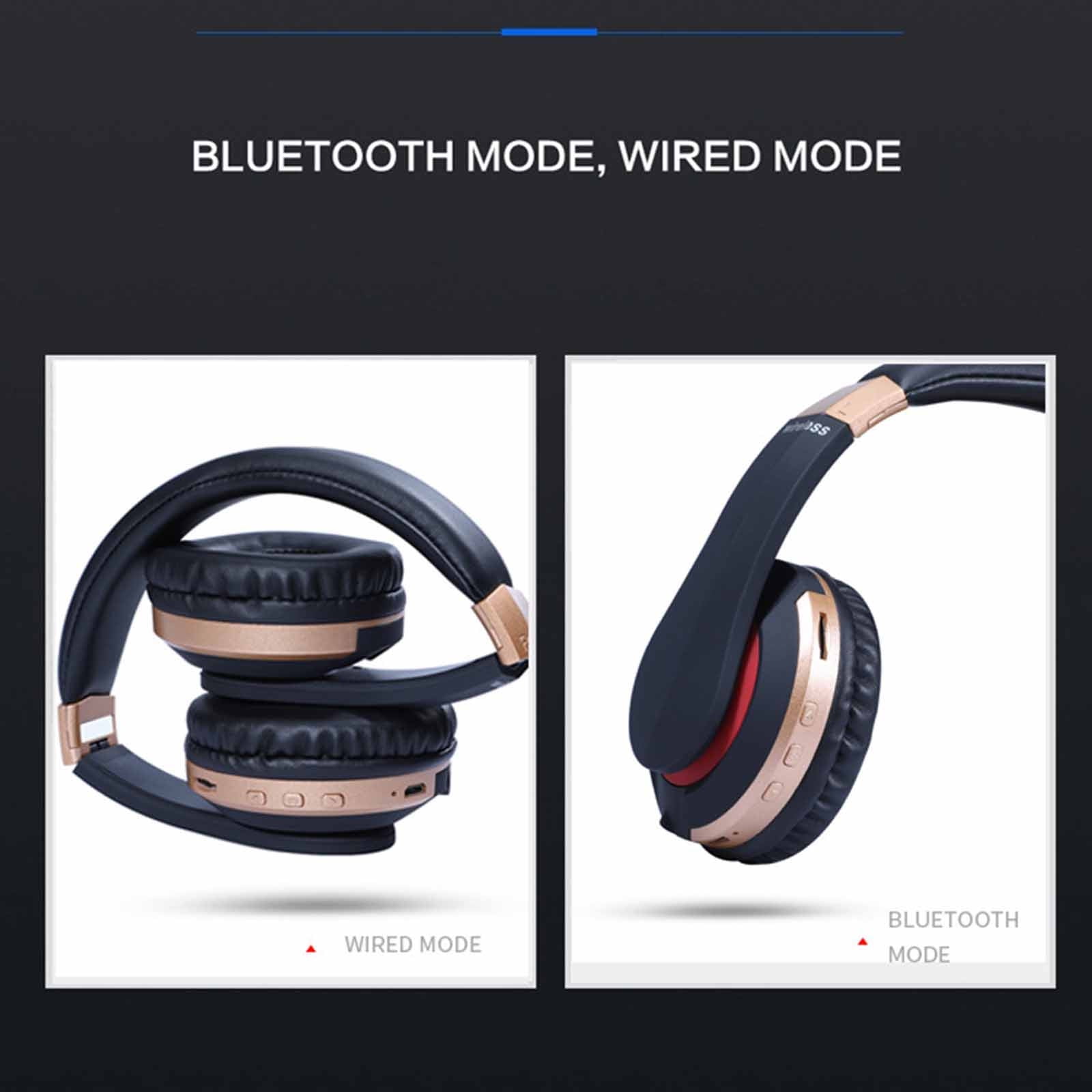 Wireless Headphones Over-Ear Headphones Active Noise Cancelling Bluetooth Headphones with Microphones, 42 Hours Playtime, HiFi Audio Adjustable Headphones for iPhone/Android/Samsung - Gold