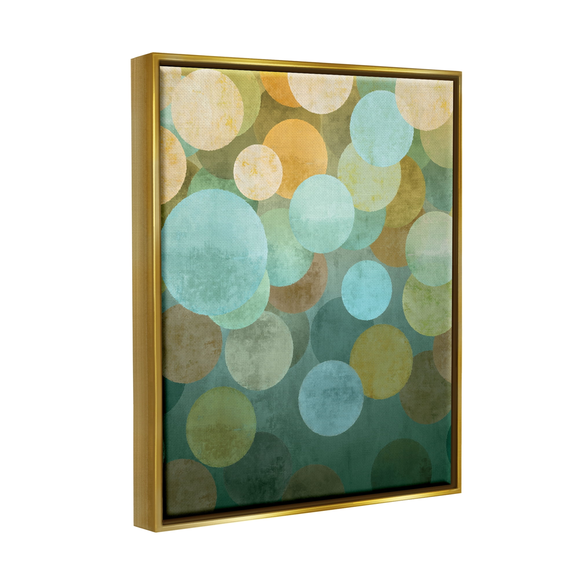 Stupell Industries Geometric Gradient Circles Abstract Painting Gold Floater Framed Art Print Wall Art, 17 x 21