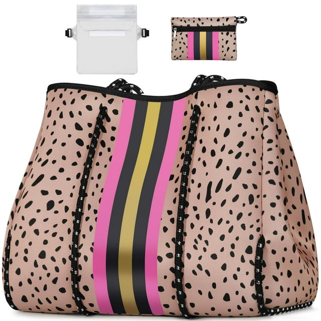Bolsa de Neopreno IBFUN Grande Multipropósito para Playa Estampado Leopardo Rosa