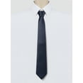 thumbnail image 2 of INSPIRE CHIC Men's Solid Color Narrow Stripes Necktie Graduation Suit Formal Ties Navy Blue, 2 of 5