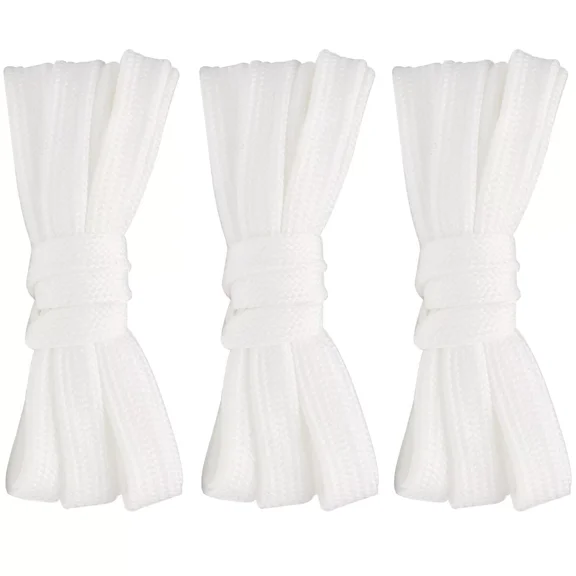 3pair Double Layers Flat Shoelaces White for Sneakers Boots 24 36 45 60 63 Inch