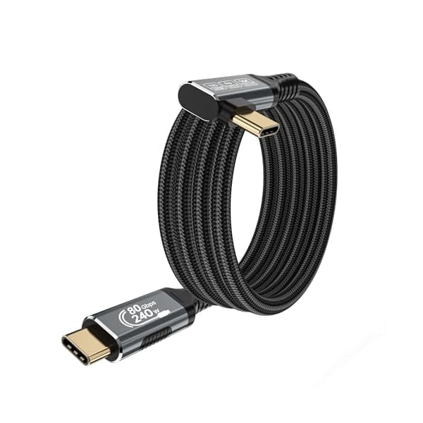 wonima11 240w 80gbps USB c Cable Compatible with Thunderbolt 5 Cable Right Angle 6.6ft, 90 Degree USB C Cable, 8K/16k 60Hz usbc Monitor Cable for Thunderbolt 4,USB c Video