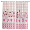 thumbnail image 2 of Love Flower Pink Plaid Curtains Home Decor Living Room Kitchen Balcony Room Window Curtain Bedroom Patio Decoration, 2 of 7