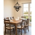thumbnail image 7 of Kira Home Capistrano 28" Geometric Chandelier, Wood Grain Metal, Mid Century Quatrefoil Globe Lantern, Walnut Wood, 7 of 7