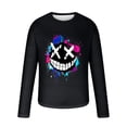 thumbnail image 4 of WREESH Halloween Long Sleeve Tops Fashionable Men's Printed Top with Long Sleeved Round Neck and Smiling Face Printed Top/Shirt Black, 4 of 5