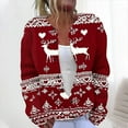 thumbnail image 2 of QATAINLAV Christmas Cardigans Sweater for Women Funny Holiday Graphic Knit Sweaters Tops Long Sleeve Button Down Jacket, Wine, XL, 2 of 6