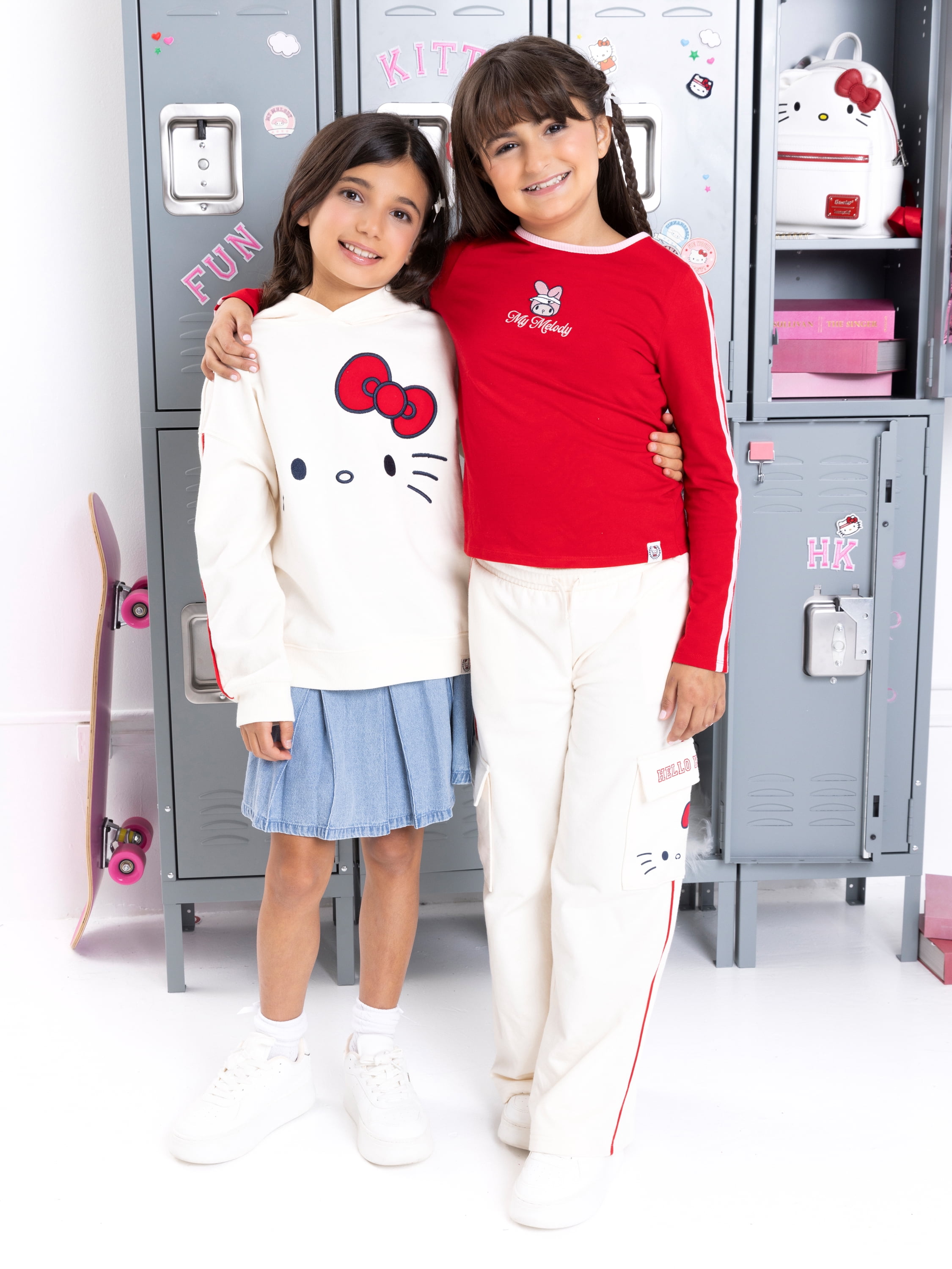Wonder Nation Hello Kitty Girls Graphic Fleece Cargo Pants, Sizes 4-18