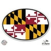Maryland State Flag Oval - 3" Vinyl Sticker - For Car Laptop I-Pad Phone Helmet Hard Hat - Waterproof Decal