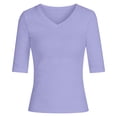 thumbnail image 3 of COMVALUE Womens Cotton 3/4 Length Sleeve Shirts V Neck Fitted Tops Basic Going Out Tees Spring Trendy Clothes 2026 Light Purple Size S, 3 of 3