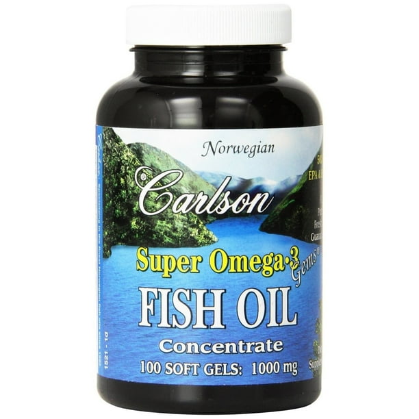 Carlson Labs Super Omega3 Gems Norwegian Fish Oil Concentrate 1000 mg