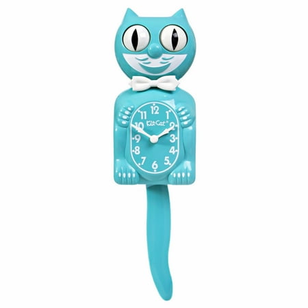 Vibrant Blue Turquoise Kit Cat Clock 15.5 Full Size Kit-Cat Klock with Moving Eyes and Tail Retro Style
