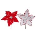 thumbnail image 1 of Red/White Edged Poinsettia Pick (Asstd) - Set of 12, 1 of 1