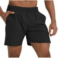 thumbnail image 2 of VgaVtl Men's Shorts Sports Plus Size Shorts Men Elastic Waist Relaxed Fit Pockets Plain Casual Shorts,Black L, 2 of 7