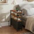 thumbnail image 6 of HOOBRO End Table with Charging Station, Narrow Side Table with Fabric Drawers, Slim Nightstand with Storage, Thin Bedside Table, for Living Room, Small Spaces, Rustic Brown and Black BF132UBZ01, 6 of 10