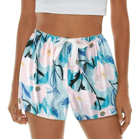 

Ykohkofe Womens Pajama Shorts Soft Sleep Shorts Lightweight Printed Bow Elastic Waist Lounge Pj Bottoms
