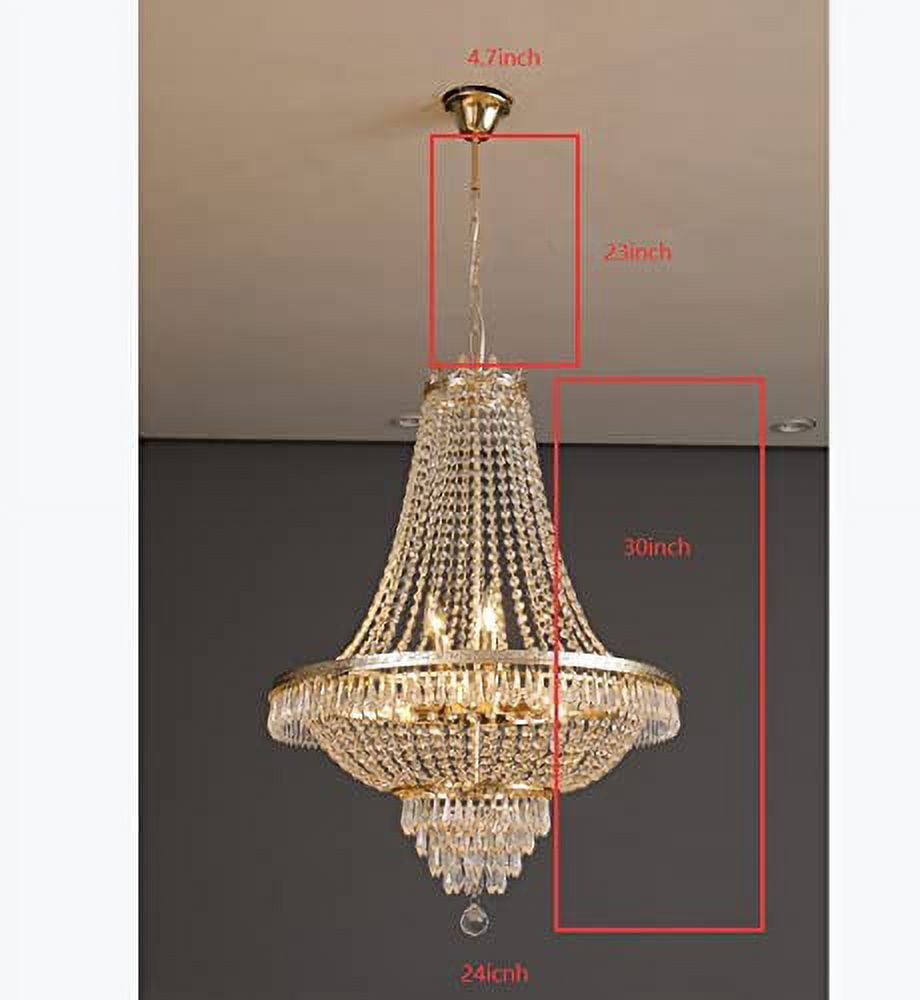 Denest French Empire Dimmable 9 Light K9 Crystal Kitchen Home Office Flush Mount Ceiling Light Fixture
