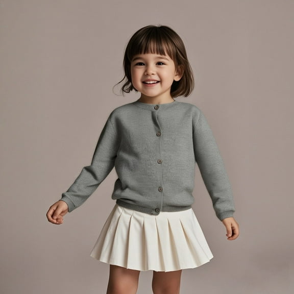 Sweatshirts Long Sleeve Grey Sweatshirt Kids Crew Neck Cute Cardigans Relaxed Fit Tops Fall Clothes Girls Toddler Clothes 12M