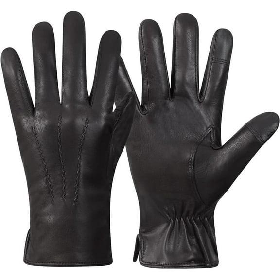 Jtbuh XLY Mens Leather Gloves, Dress, Driving, Motorcycle Gloves, Winter Gloves for Men Fleece Lined Touchscreen USM40A