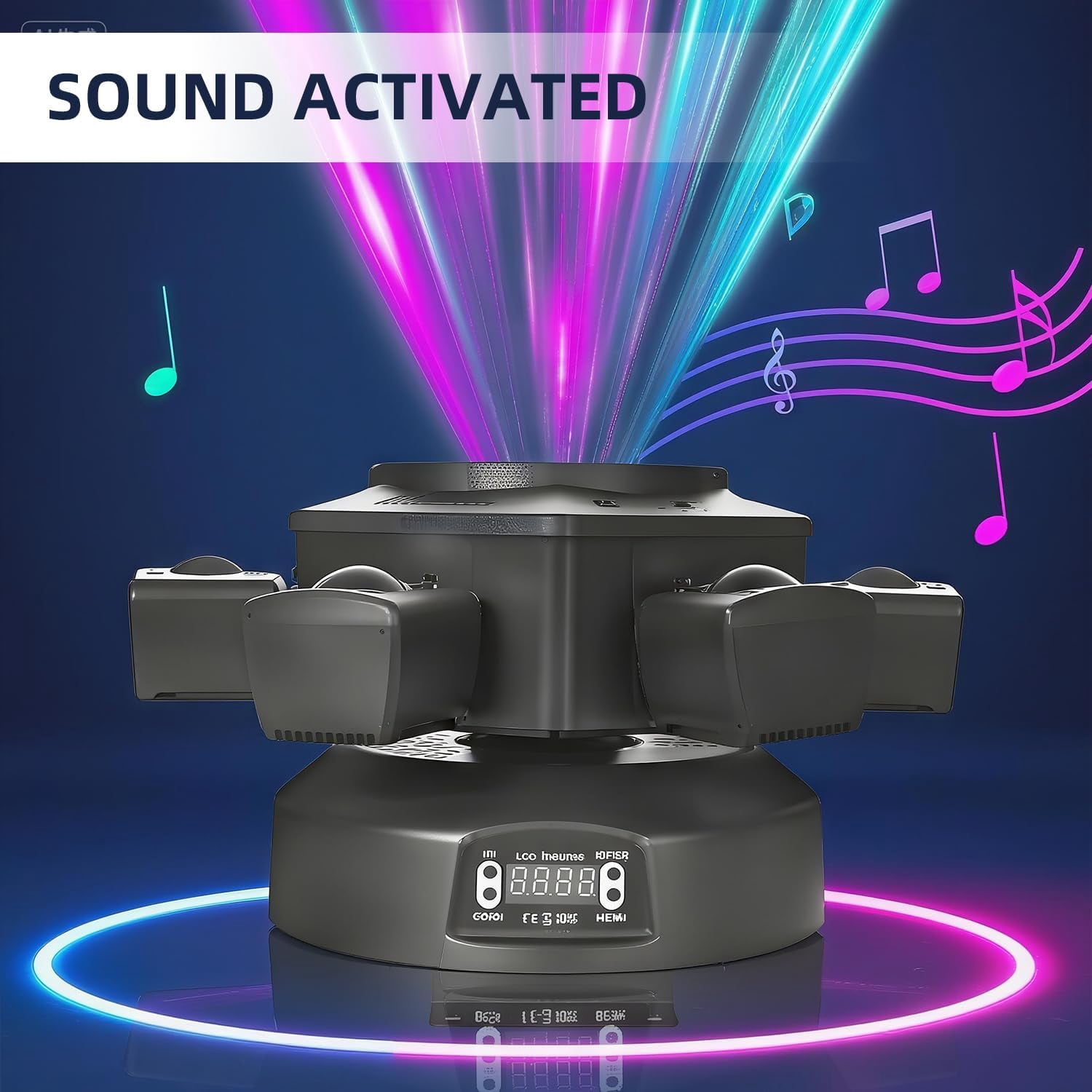Moving Head DJ Lights, 6 Arms Party Fixtures with Light Strip, 150W RGBW LED Stage Lights, for Parties Club Bar Wedding