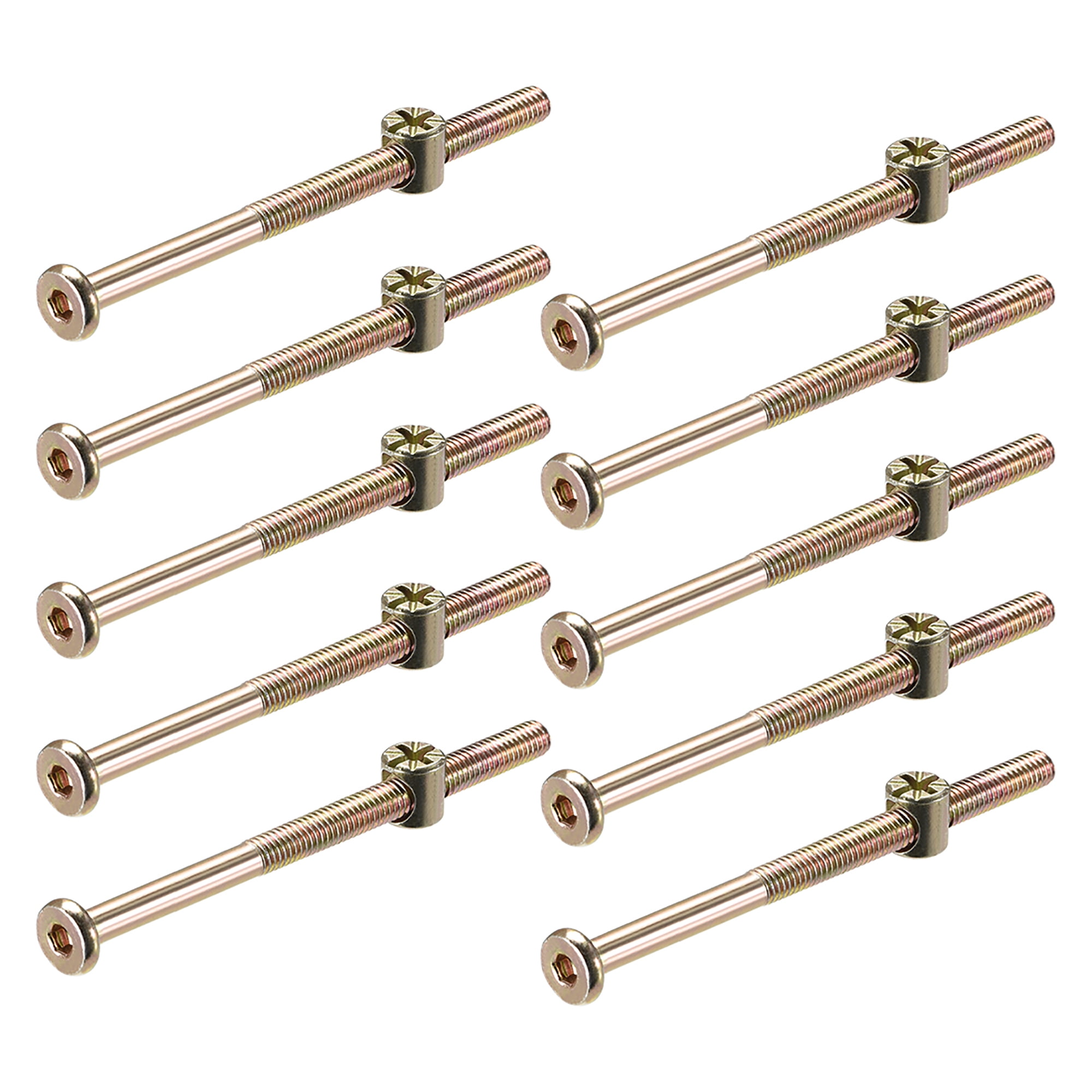 M6 x 90mm Furniture Bolts Nut Set Hex Socket Screw with Barrel Nuts Phillips-Slotted Zinc Plated 10 Sets 
