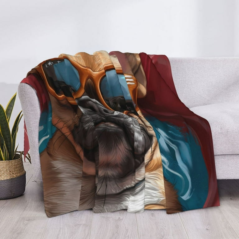 Throw Blanket for Couch French Bulldog In Sunglasses Super Soft