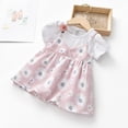 thumbnail image 2 of Baby Girls Summer Casual Short Sleeve Fake 2 Piece Floral Dress Kids Toddler Halter Princess Sundress, 2 of 2