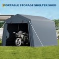 thumbnail image 5 of Danolapsi 7x10 FT Portable Outdoor Storage Shed with 2 Roll-Up Zipper Doors & Vents, 240G Heavy-Duty Shelter Waterproof PE Tarp, UV-Resistant Carport for Motorcycle, Firewood, Tools, 5 of 7