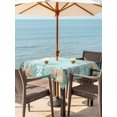 thumbnail image 3 of Outdoor Tablecloths with Umbrella Hole & Zipper, Blue Coastal 60x60 Inch Square Tablecloths, Summer Nautical Beach Coral Starfish Waterproof Table Cloth, Patio/Pool/Picnic Table Covers, 3 of 8