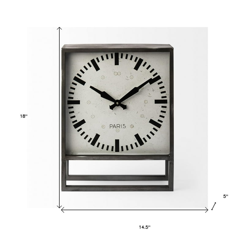 Rectangular Black Metal Desk Table Clock Rectangular Black Metal Desk Table Clock