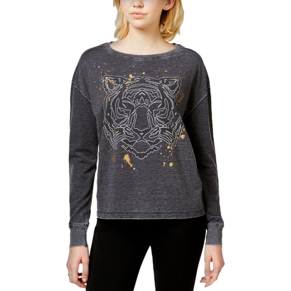 Rampage Womens Leopard Graphic T-Shirt, Black, Juniors, Small