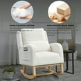 thumbnail image 6 of Cterwk Modern High Back Living Room Accent Armchair Rocking Chair with 1 Lumbar Pillow, 2 Side Pockets, White, 6 of 9