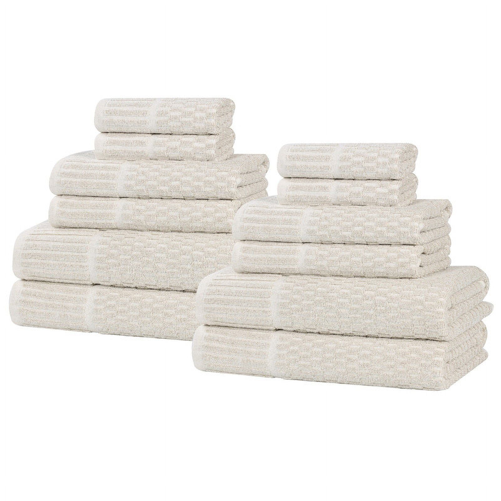 Superior Juno Viscose Cotton Blend Medium Weight 12 Piece Towel Set, Beige
