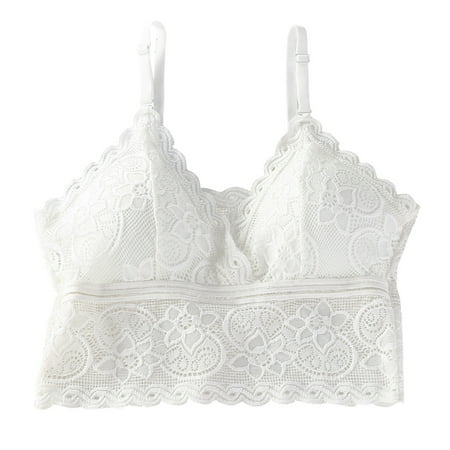 

Gaiseeis Women Sexy Bra Sexy Lingerie Ribbon Chest Pad No Steel Rim Bras Underwear White