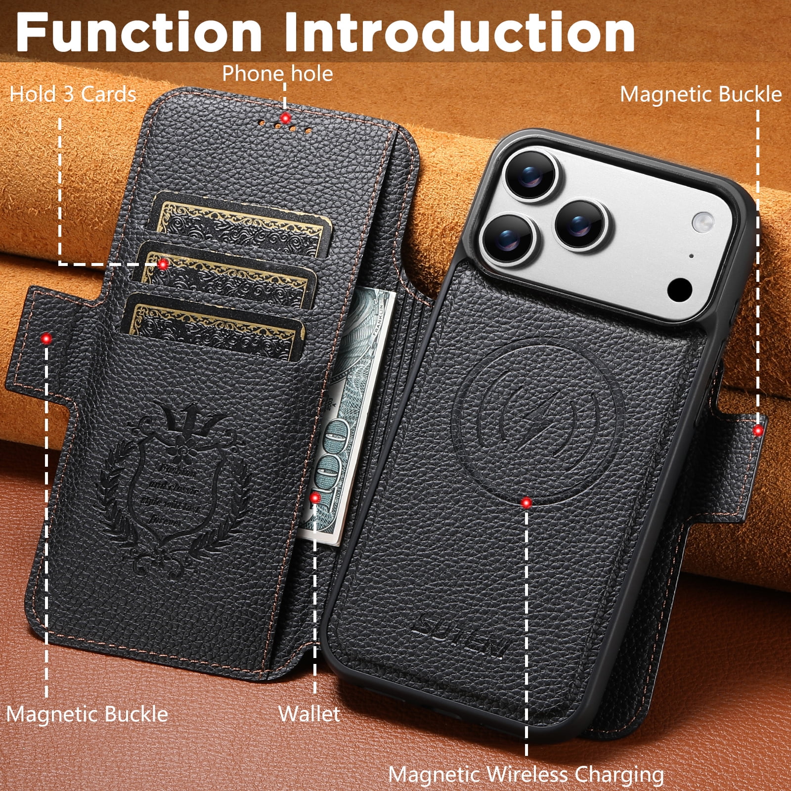 Dteck for iPhone 17 Pro Max Detachable Wallet Case with Card Holder, 2 in 1 PU Leather Flip Folio Stand Shockproof Phone Cover 6.9 Inch 2025,Brown