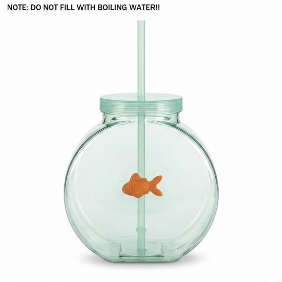 Fish Water Bottle with Straw 1200ml, Cute Novelty Plastic Drinking Cup, Leakproof Reusable Beverage Container for Parties, Home and Daily Use