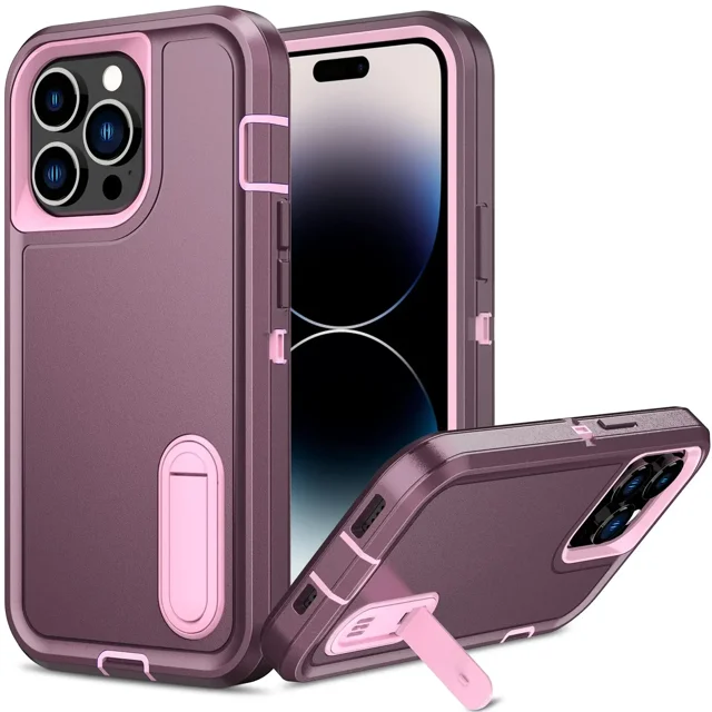 Case For iPhone 16 11 13 12 14 15 Pro Max XS XR 8 Plus Heavy Duty Shockproof Anti-Scratch Rugged Protective with Kickstand Cover Purple iPhone 16 plus