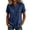 Navy, variant on Gauze Tops for Women Short Sleeve Button Down Shirts Crewneck Casual Dressy Blouse Summer Work Clothes Teacher Outfits Blue Medium