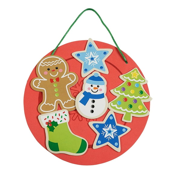 Fun Express 6 1/2" x 6 1/2" Christmas Cookie Plate Sign Foam Craft Kit - Makes 12