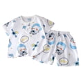 thumbnail image 1 of Ulanda Ensemble de Pyjama 2 Pcs Pjs Coton Tenue de Nuit d'Été Manches Courtes Haut avec Bas (Bleu, 3-4 Ans), 1 of 6