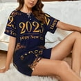 thumbnail image 4 of Fotbe 2025 Happy New Year 3 Conjunto de Pijama Estampado para Mujer, 2 Piezas, Ropa de Dormir con Camiseta de Manga Corta y Shorts Suaves-4X-Large, 4 of 6