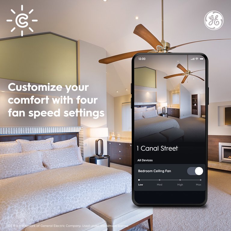 GE CYNC Ceiling Fan Smart Switch, Neutral Wire Required, Bluetooth and 2.4  GHz WiFi, Alexa and