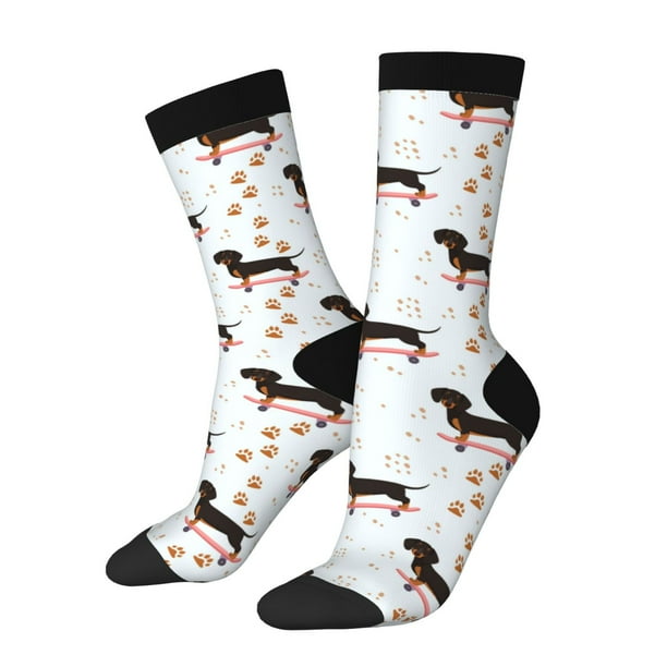 Balery Dachshund On A Skateboard Calcetas Largas con Estampado para Hombre y Mujer – Suaves y Transpirables, Talla Única (US 5-11)